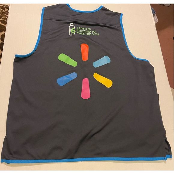 Walmart Vest Sz Large Gray Blue Work Uniform Proud Associate Zip Logo - Picture 10 of 10